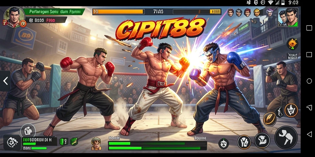 Gameplay Fighting yang mendebarkan dan aksi spektakuler.
