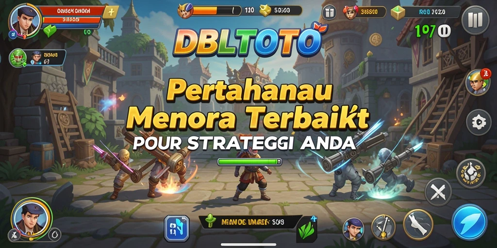 Tampilan gameplay DBLTOTO dengan menara yang siap bertahan.