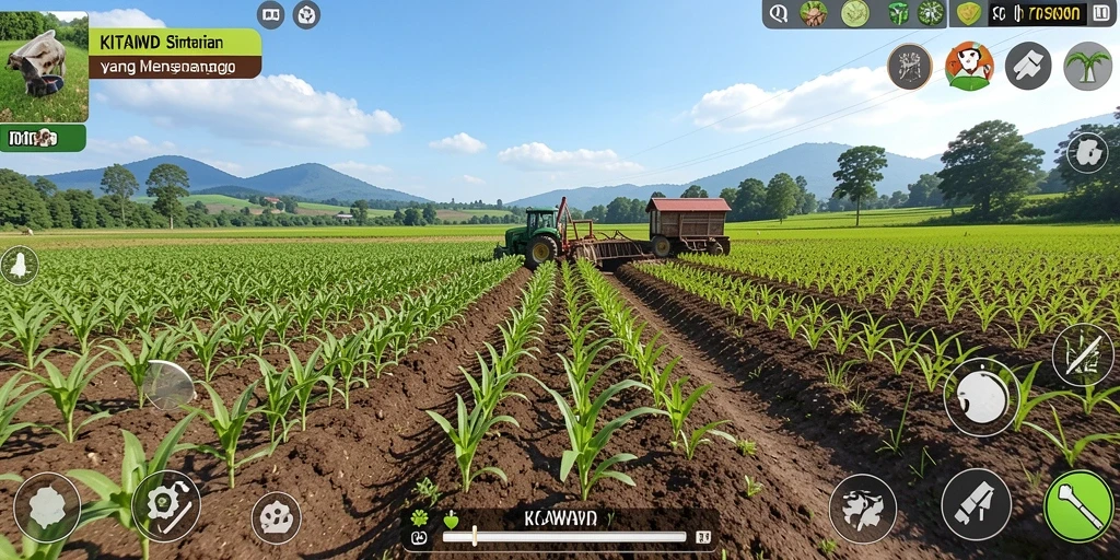 Screenshot gameplay KITAWD yang menampilkan aktivitas pertanian yang seru.
