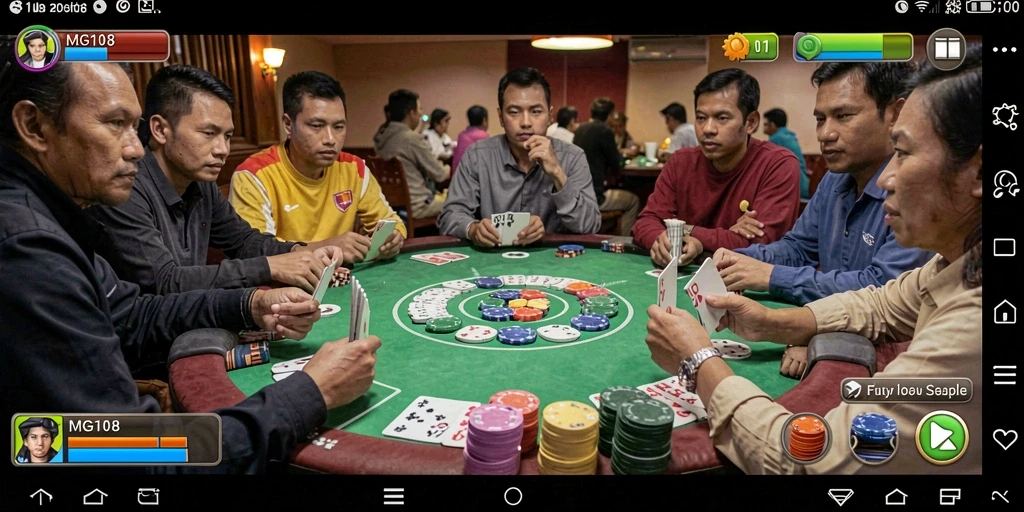 Screenshot gameplay MG108 yang menampilkan serunya permainan Gaple.