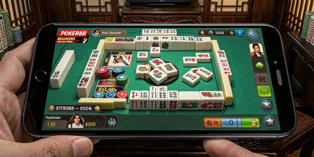 Screenshot POKER88 menunjukkan aksi seru permainan Mahjong.