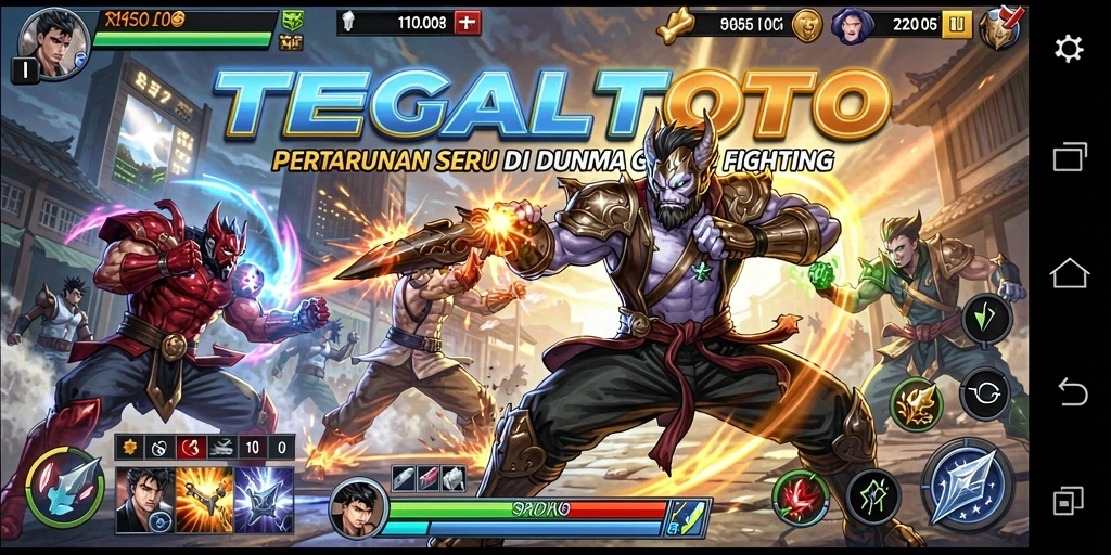 Screenshot TEGALTOTO menampilkan pertarungan yang mendebarkan antara karakter.