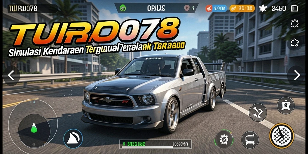 Gameplay TURBO78 dengan grafis yang menawan dan kendaraan mendebarkan.